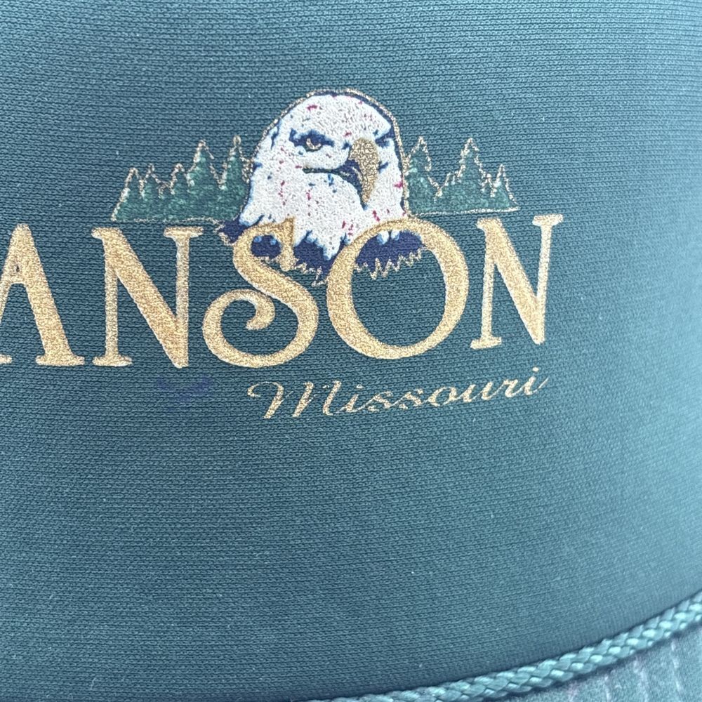 Vintage Green Trucker Hat Tourist Snap Back Mesh Rope Branson Missouri Eagle - Picture 12 of 12